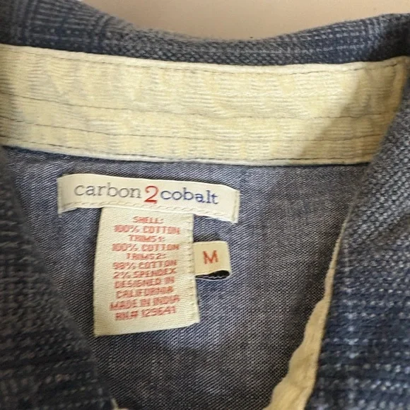 Carbon2Cobalt Shirt Mens  Blue Green Plaid Button Up Flannel Casual Pocket M - Picture 3 of 4